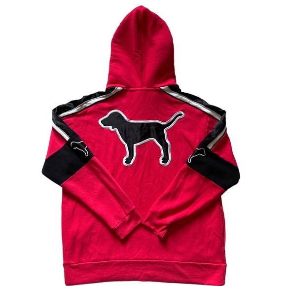 Victoria Secret Campus Sherpa Hood Dog Hoodie Pullover Color Red Half Zip L - Picture 4 of 10